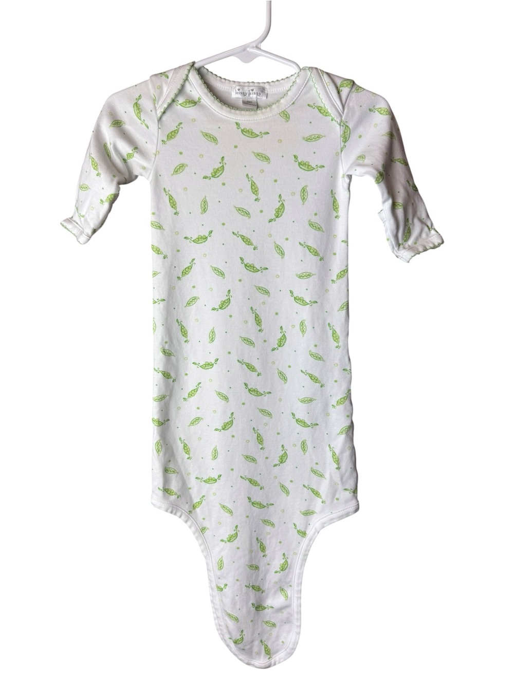 Kissy Kissy Newborn White Green Pea in a Pod Gown NB